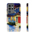 Festive Christmas Decorations on a Row of Townhomes - Impact Resistant Phone Case Samsung Galaxy S21 Ultra Glossy